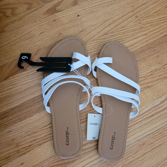 White flat sandals